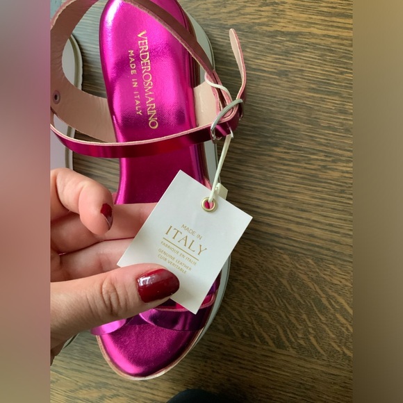 VERDEROSMARINO Barbiecore Metallic Pink Ankle Strap Leather Sandals Women’s SZ 8 - Picture 11 of 15